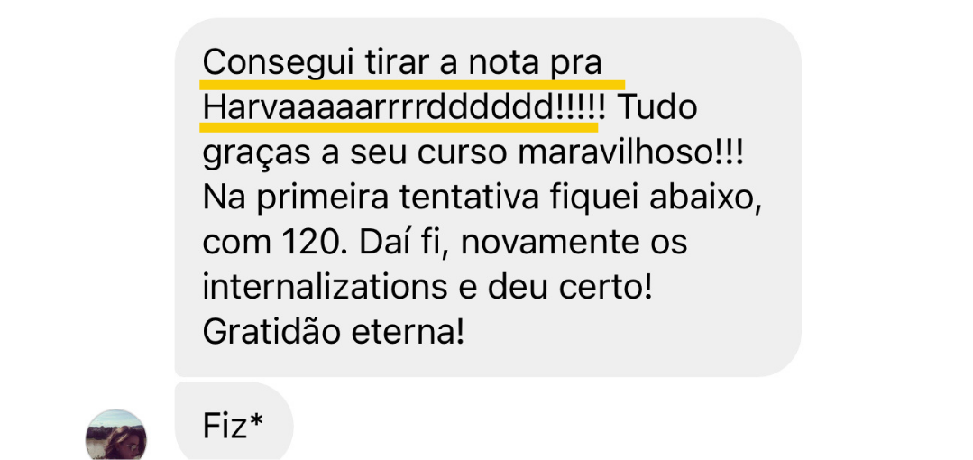Aluna passou em Harvard com o Save My Certificate