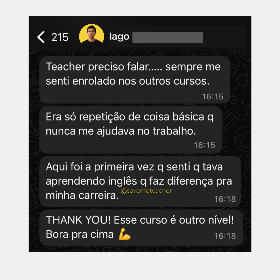 Depoimento de aluno Save Me Teacher