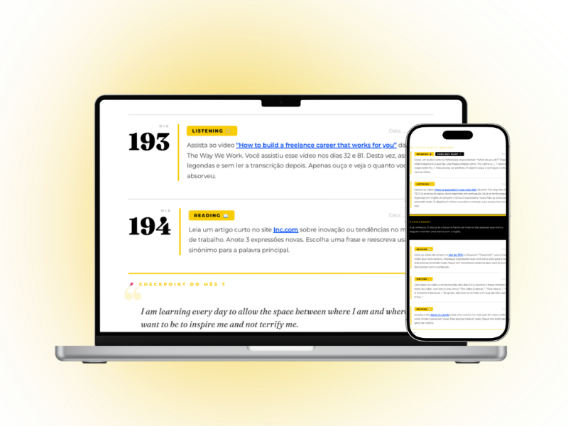 Exemplo de página interna do guia 365 dias de inglês para o trabalho